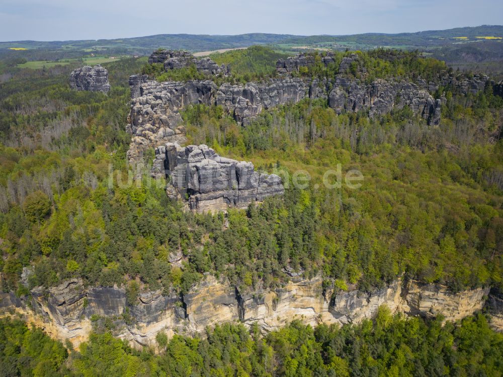 Luftbild Bad Schandau - Gesteinsformation Schrammsteinkette in Bad Schandau im Bundesland Sachsen, Deutschland