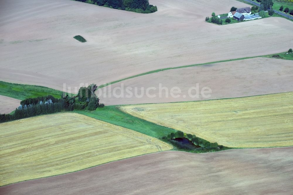 Dittersbach aus der Vogelperspektive: Getreidefeld- Strukturen bei Dittersbach im Bundesland Sachsen