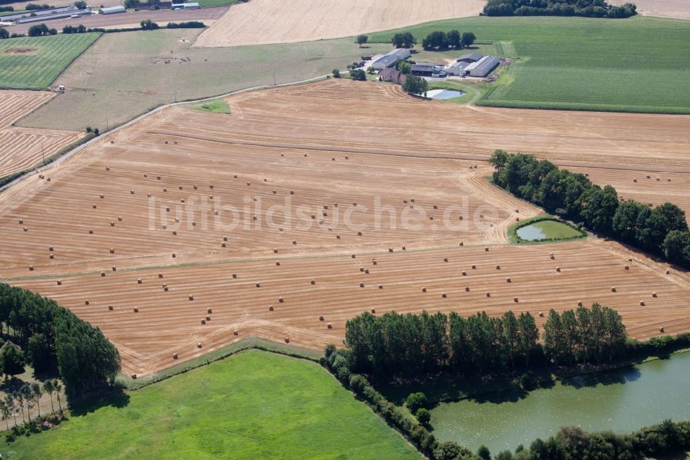 Melleray von oben - Getreidefeld- Strukturen in Melleray in Pays de la Loire, Frankreich