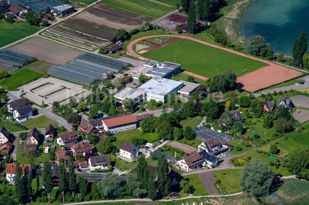 Luftbild Reichenau - Gewächshaus zur Gemüsezucht auf der Bodensee Insel in Reichenau im Bundesland Baden-Württemberg, Deutschland