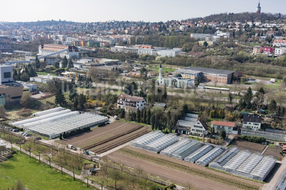 Pforzheim aus der Vogelperspektive: Gewächshausreihen zur Blumenzucht in Pforzheim im Bundesland Baden-Württemberg