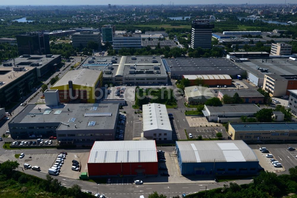 Bukarest von oben - Gewerbe- und Industriegebiet Iride Business Park in Bukarest in Rumänien