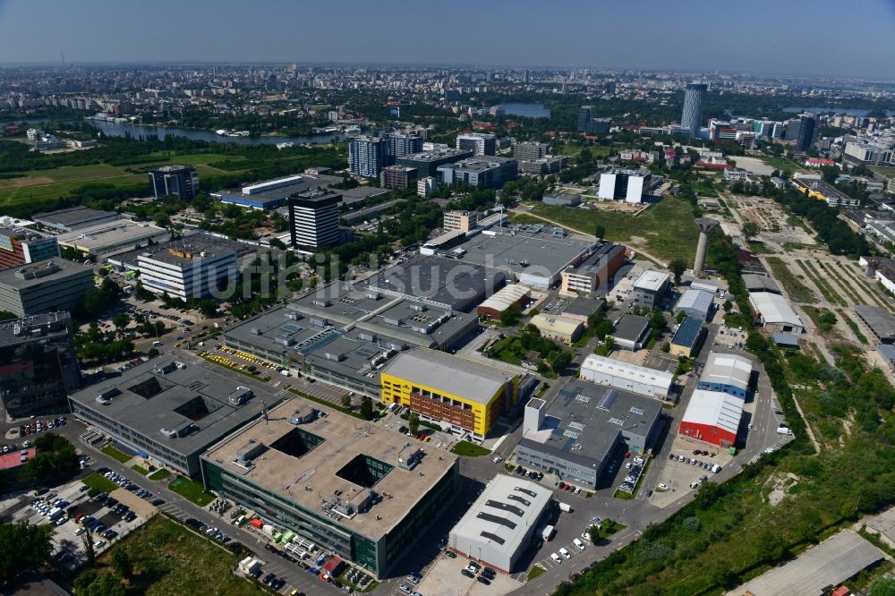 Bukarest von oben - Gewerbe- und Industriegebiet Iride Business Park in Bukarest in Rumänien