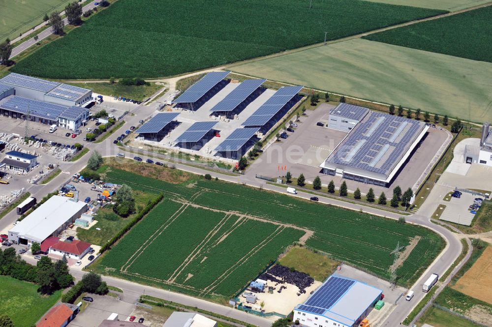 Luftaufnahme Leipheim - Gewerbe- und Industriegebiet Spinnmähder in Leipheim / Bayern