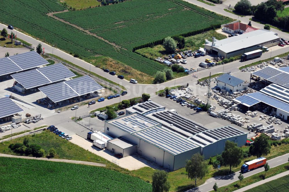 Luftaufnahme Leipheim - Gewerbe- und Industriegebiet Spinnmähder in Leipheim / Bayern