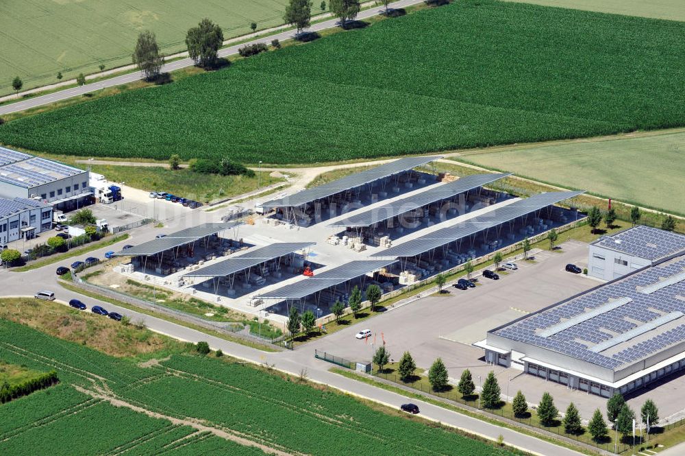 Luftaufnahme Leipheim - Gewerbe- und Industriegebiet Spinnmähder in Leipheim / Bayern