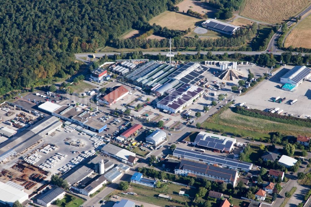 Stutensee von oben - Gewerbegebie im Ortsteil Friedrichstal in Stutensee im Bundesland Baden-Württemberg, Deutschland