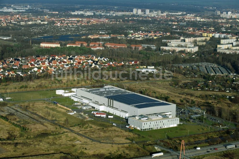 Luftaufnahme Frankfurt (Oder) - Gewerbegebiet der Astronergy Solarmodule GmbH Chint-Allee in Frankfurt (Oder) im Bundesland Brandenburg