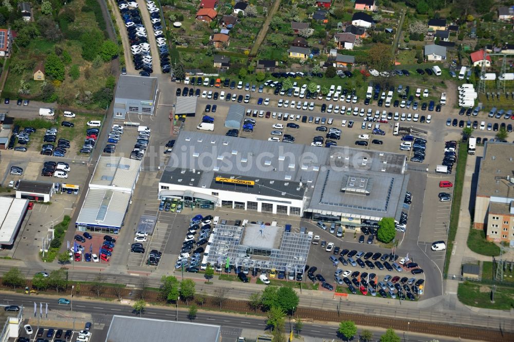 Berlin von oben - Gewerbegebiet Autohäuser der Möbus - Gruppe an der Hansastraße im Bezirk Weißensee in Berlin