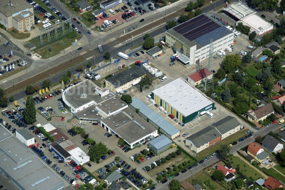 Luftbild Weißensee, Berlin - Gewerbegebiet Autohäuser der Möbus - Gruppe an der Hansastraße im Bezirk Weißensee in Berlin