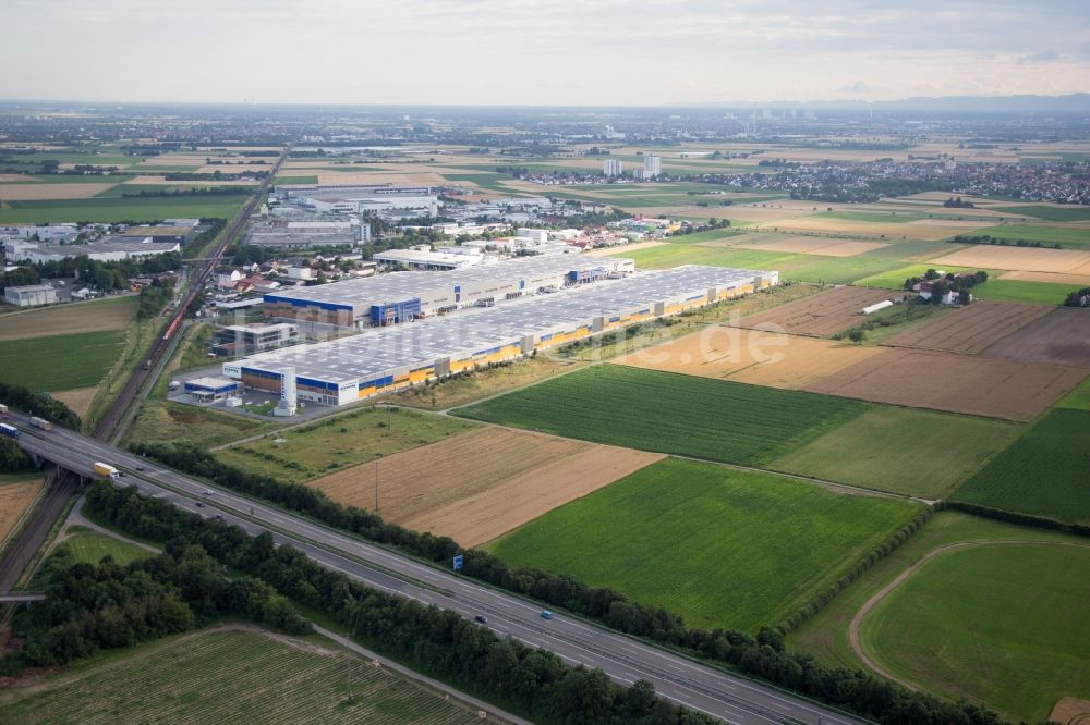 Luftbild Heddesheim - Gewerbegebiet an der A5 be4work GmbH in Heddesheim im Bundesland Baden-Württemberg, Deutschland