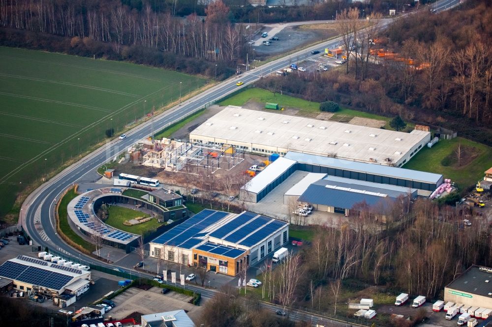 Luftbild Bochum - Gewerbegebiet an der Blücherstraße und Gewerbestraße zwischen Feldern und Wald in Wattenscheid im Bundesland Nordrhein-Westfalen