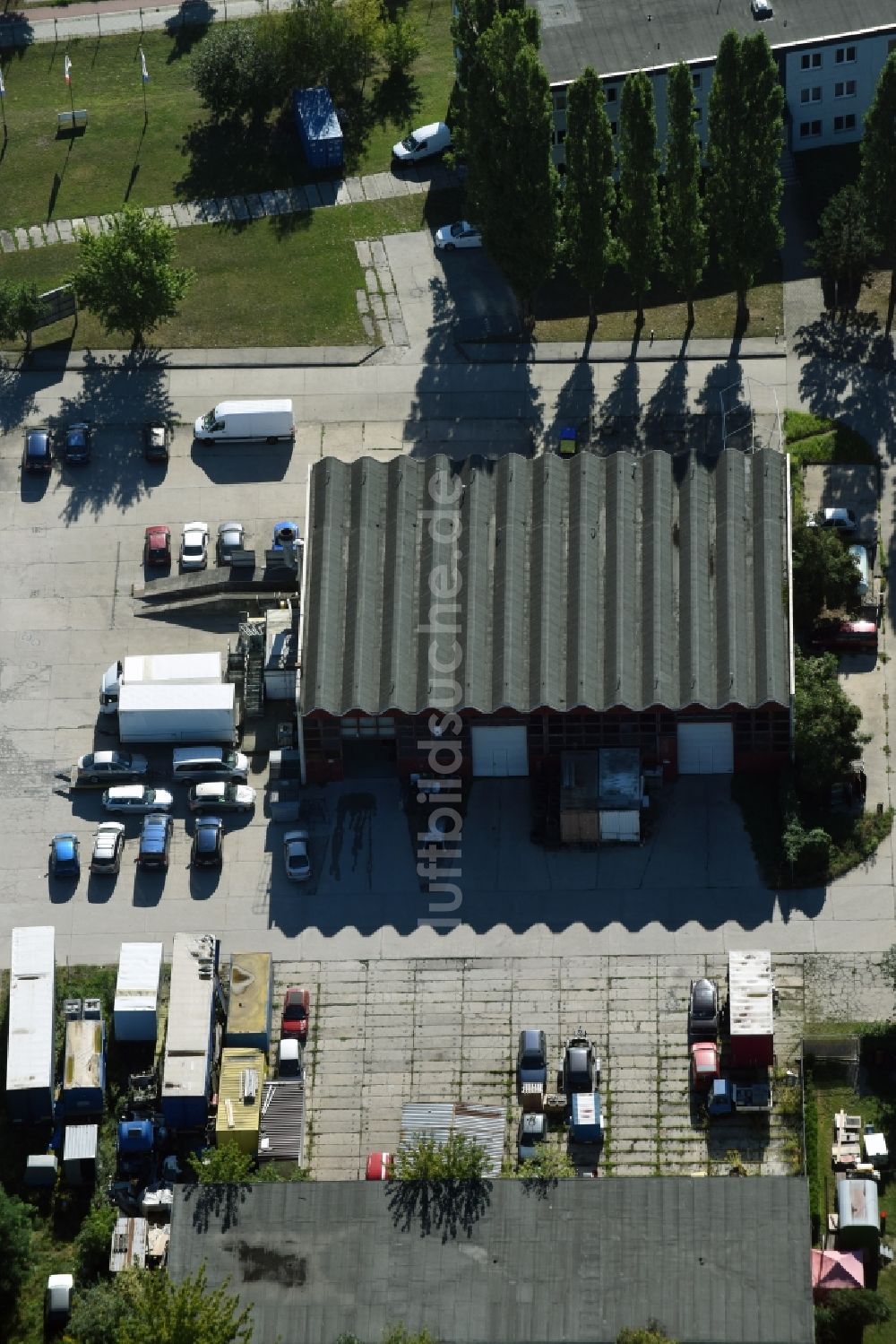 Berlin aus der Vogelperspektive: Gewerbegebiet Boxberger Straße - Hornoer Ring im Ortsteil Marzahn in Berlin, Deutschland