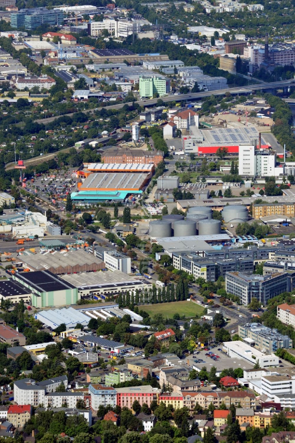 Luftaufnahme Berlin - Gewerbegebiet / Business Park Teltowkanal-Süd in Berlin-Neukölln