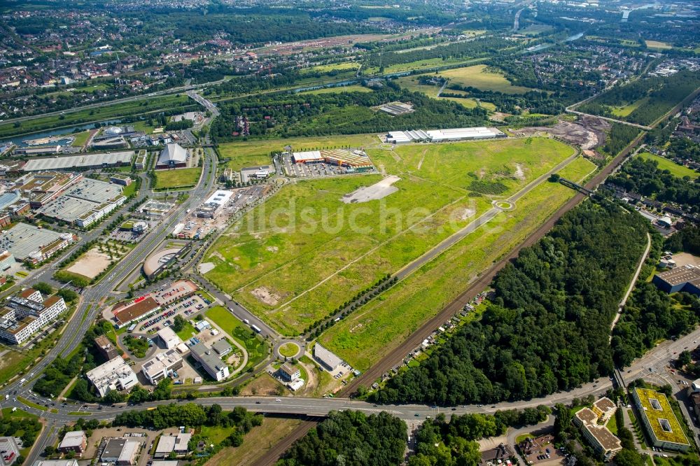 Luftbild Oberhausen - Gewerbegebiet BusinessPark.O mit Firmenansiedlung auf dem ehemaligen Stahlwerksgelände der Gutehoffnungshütte in Oberhausen im Bundesland Nordrhein-Westfalen