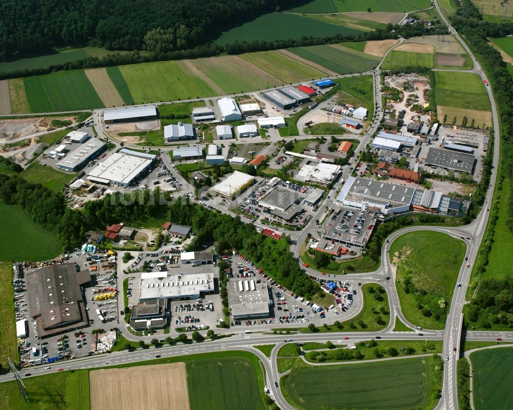 Luftaufnahme Waldshut-Tiengen - Gewerbegebiet an der Daimlerstraße in Waldshut-Tiengen im Bundesland Baden-Württemberg, Deutschland