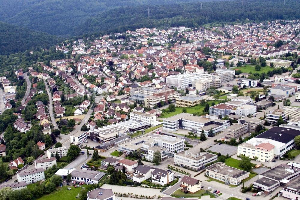 Pforzheim von oben - Gewerbegebiet Dennigstraße mit Versandhaus Wenz in Pforzheim im Bundesland Baden-Württemberg