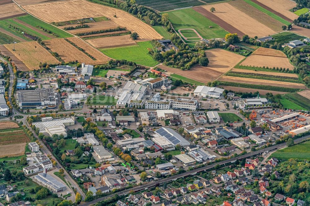 Denzlingen von oben - Gewerbegebiet Denzlingen in Denzlingen im Bundesland Baden-Württemberg, Deutschland