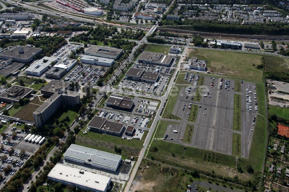 Mainz aus der Vogelperspektive: Gewerbegebiet und Dienstleistungszentrum mit der Automeile in der Oberstadt in Mainz im Bundesland Rheinland-Pfalz