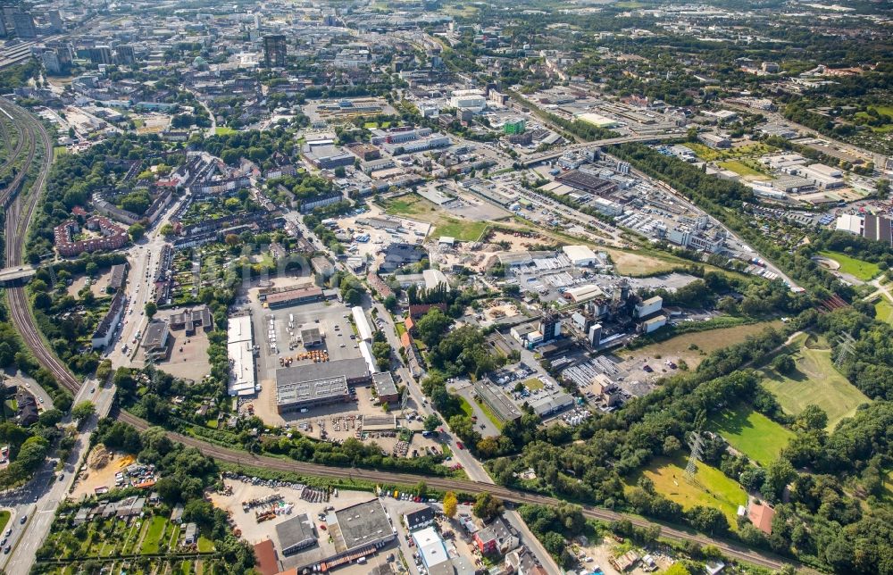 Essen von oben - Gewerbegebiet an der Elisenstraße - Burggrafenstraße in Essen im Bundesland Nordrhein-Westfalen, Deutschland