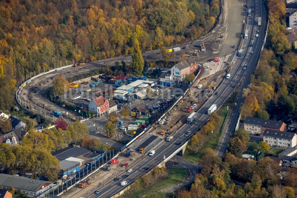 Luftaufnahme Essen - Gewerbegebiet entlang der BAB A42 in Essen im Bundesland Nordrhein-Westfalen, Deutschland