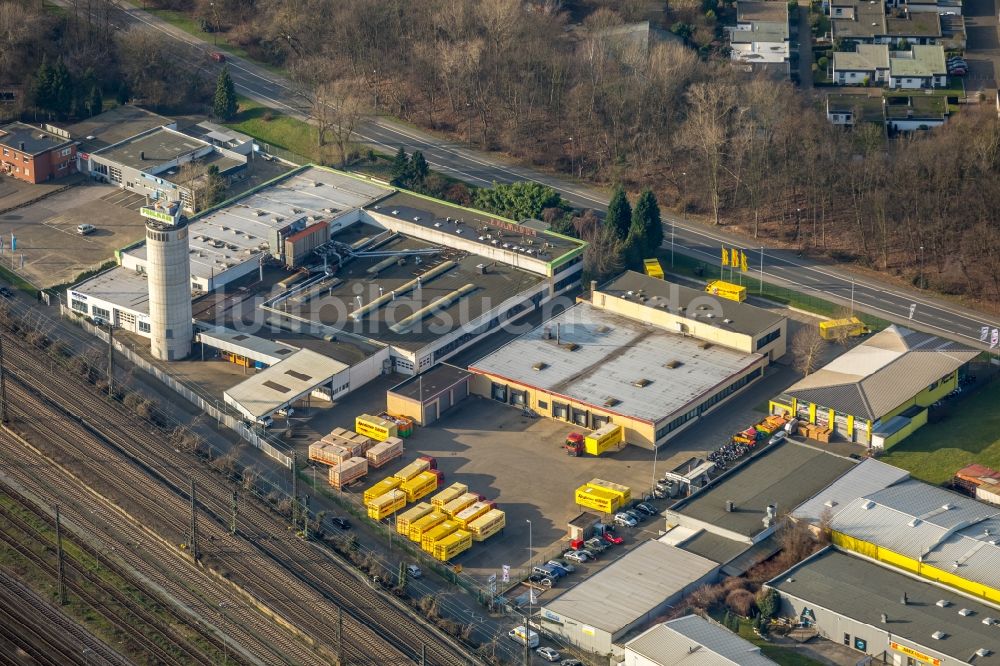 Luftbild Herne - Gewerbegebiet entlang der Herner Straße - Berliner Straße im Ortsteil Wanne-Eickel in Herne im Bundesland Nordrhein-Westfalen, Deutschland