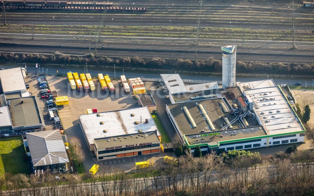 Luftaufnahme Herne - Gewerbegebiet entlang der Herner Straße - Berliner Straße im Ortsteil Wanne-Eickel in Herne im Bundesland Nordrhein-Westfalen, Deutschland