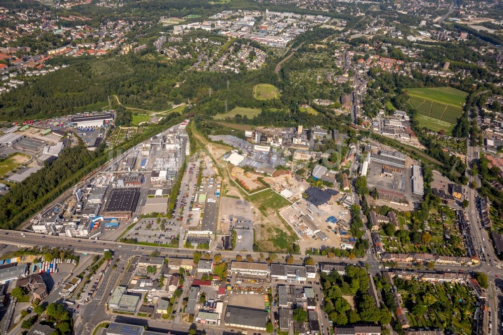 Essen von oben - Gewerbegebiet entlang der Herzogstraße - Burggrafenstraße - Elisenstraße in Essen im Bundesland Nordrhein-Westfalen, Deutschland