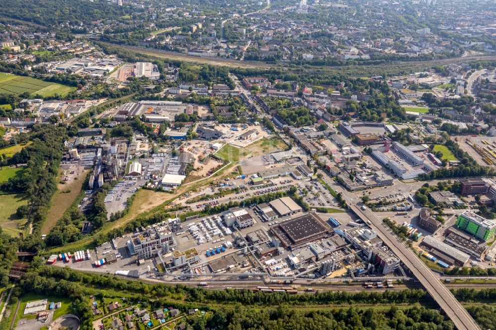 Essen von oben - Gewerbegebiet entlang der Herzogstraße in Essen im Bundesland Nordrhein-Westfalen, Deutschland