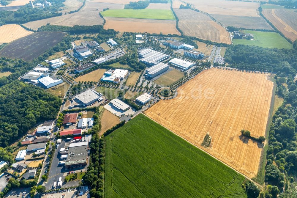 Neuahlen aus der Vogelperspektive: Gewerbegebiet entlang der Kruppstraße in Neuahlen im Bundesland Nordrhein-Westfalen, Deutschland