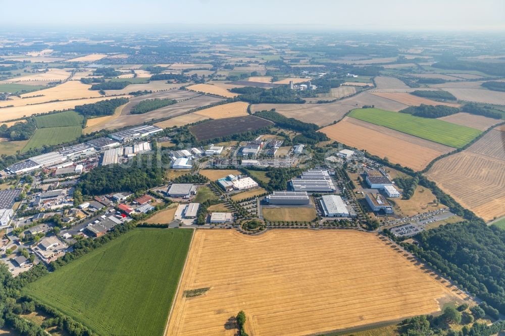 Luftaufnahme Neuahlen - Gewerbegebiet entlang der Kruppstraße in Neuahlen im Bundesland Nordrhein-Westfalen, Deutschland