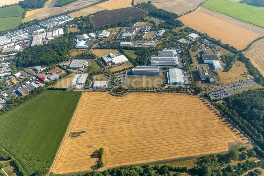 Neuahlen aus der Vogelperspektive: Gewerbegebiet entlang der Kruppstraße in Neuahlen im Bundesland Nordrhein-Westfalen, Deutschland