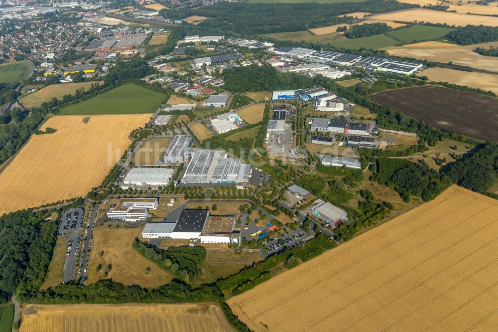 Luftaufnahme Neuahlen - Gewerbegebiet entlang der Kruppstraße in Neuahlen im Bundesland Nordrhein-Westfalen, Deutschland