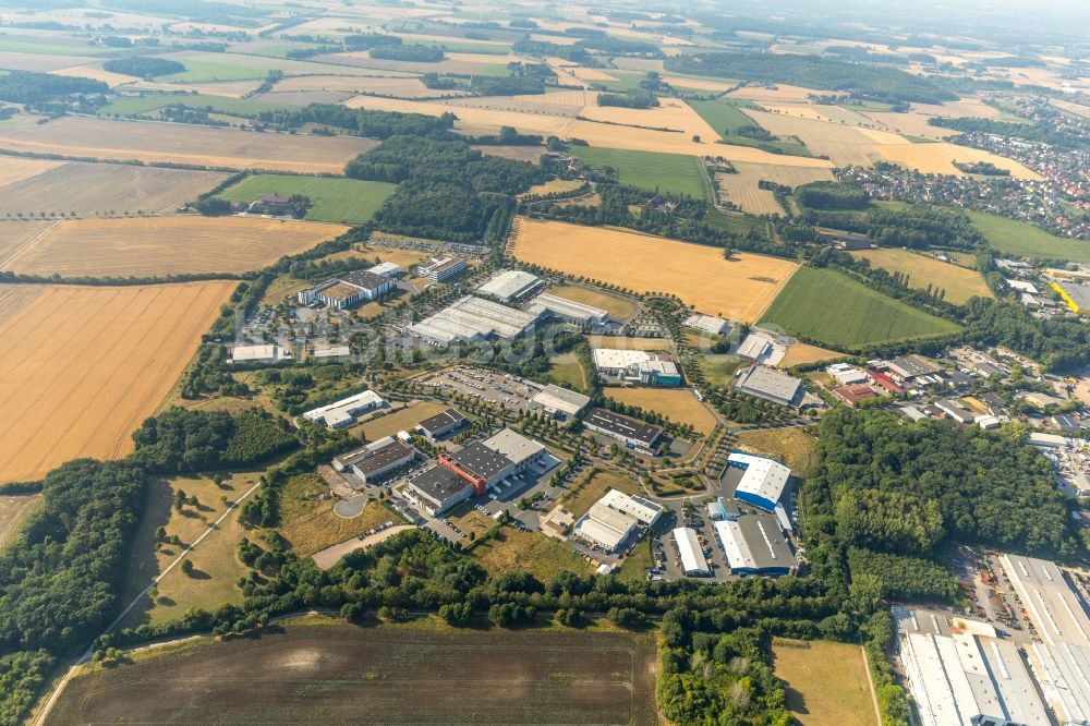 Neuahlen von oben - Gewerbegebiet entlang der Kruppstraße in Neuahlen im Bundesland Nordrhein-Westfalen, Deutschland