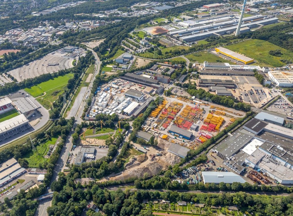 Luftaufnahme Bergeborbeck - Gewerbegebiet entlang der Lüschershofstraße in Bergeborbeck im Bundesland Nordrhein-Westfalen, Deutschland