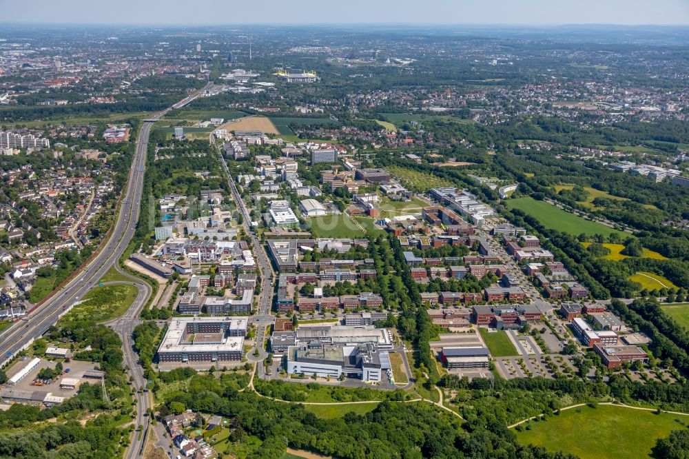 Luftbild Dortmund - Gewerbegebiet entlang der Otto-Hahn-Straße - Emil-Figge-Straße - Hauert in Dortmund im Bundesland Nordrhein-Westfalen, Deutschland