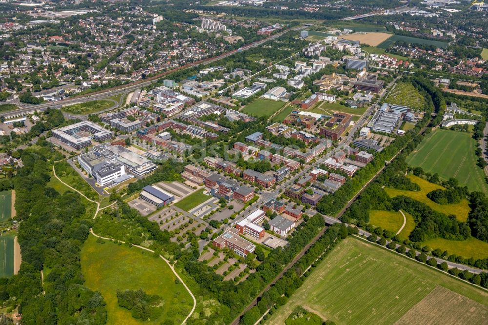 Luftaufnahme Dortmund - Gewerbegebiet entlang der Otto-Hahn-Straße - Emil-Figge-Straße - Hauert in Dortmund im Bundesland Nordrhein-Westfalen, Deutschland