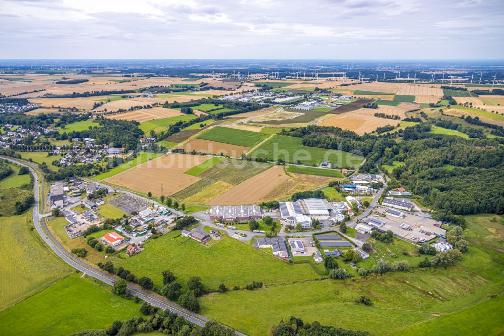 Warstein aus der Vogelperspektive: Gewerbegebiet entlang der Straße Wiebusch in Warstein im Bundesland Nordrhein-Westfalen