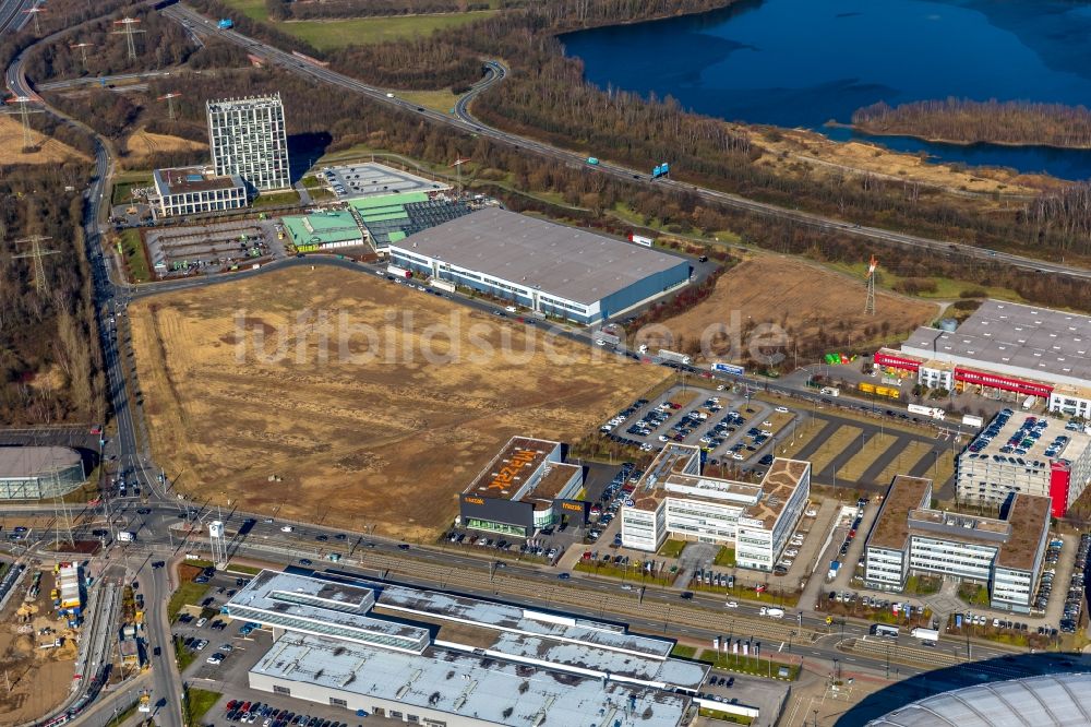 Luftbild Düsseldorf - Gewerbegebiet entlang der Theodorstraße - Zum Gut Heiligendonk in Düsseldorf im Bundesland Nordrhein-Westfalen, Deutschland