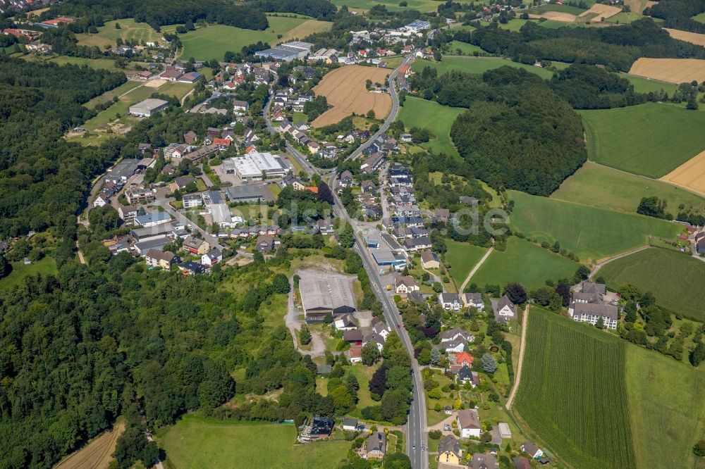 Luftaufnahme Sprockhövel - Gewerbegebiet entlang der Wittener Straße in Sprockhövel im Bundesland Nordrhein-Westfalen - NRW, Deutschland