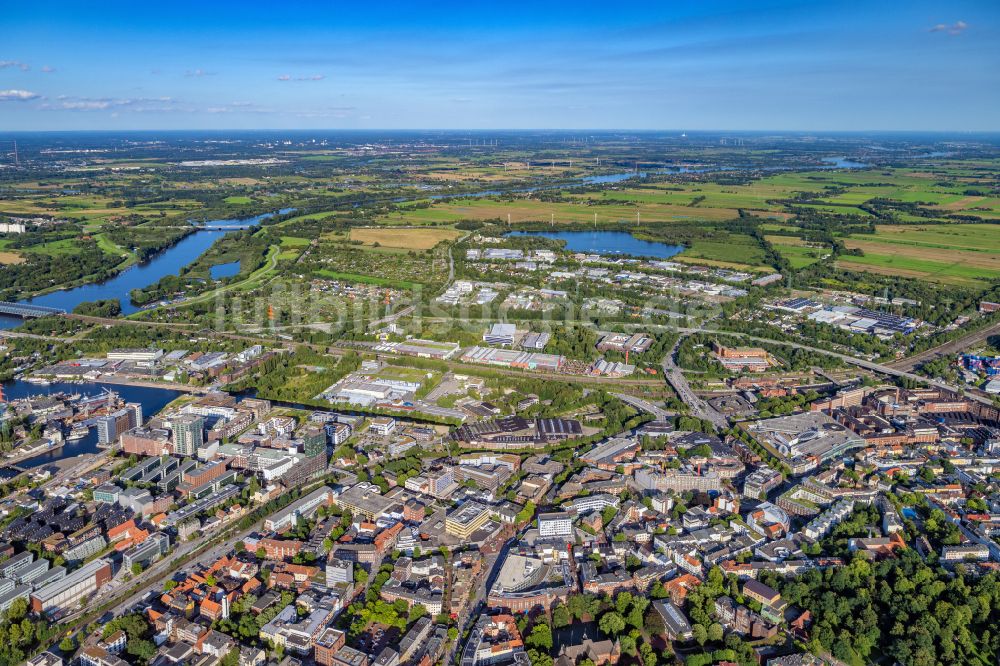 Luftbild Hamburg - Gewerbegebiet und Erschließungsgebiet Neuländer Wettern an der A1 AS Hamburg-Harburg im Ortsteil Harburg in Hamburg, Deutschland