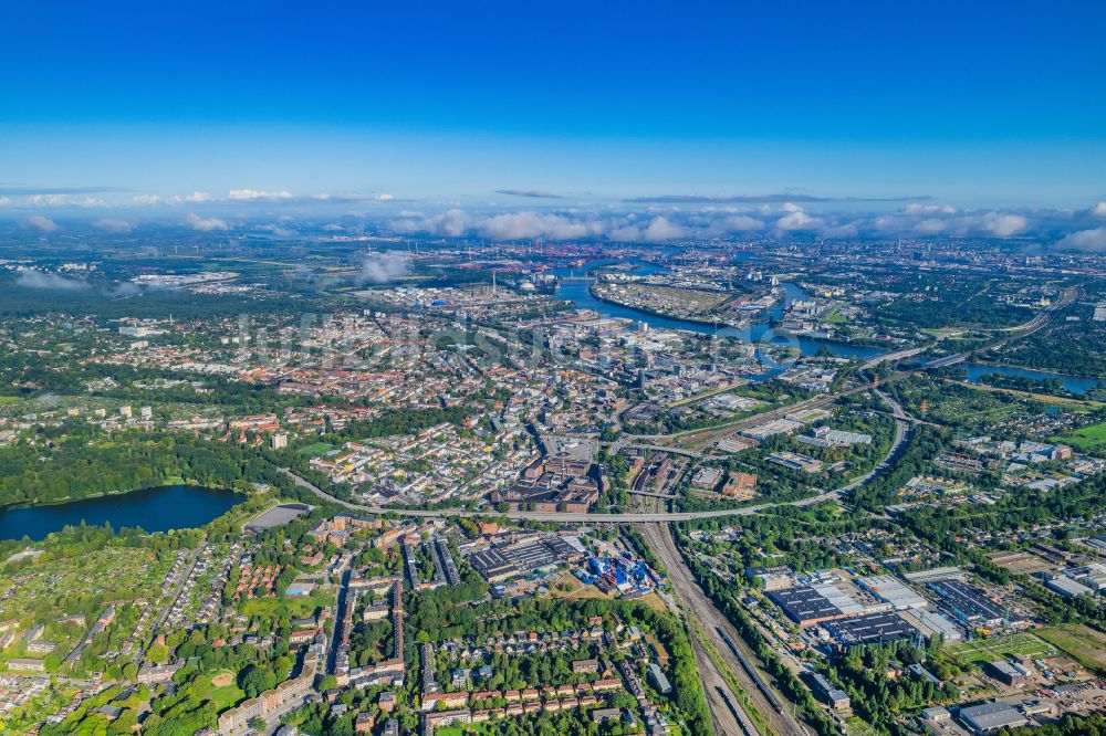 Luftbild Hamburg - Gewerbegebiet und Erschließungsgebiet Neuländer Wettern an der A1 AS Hamburg-Harburg im Ortsteil Harburg in Hamburg, Deutschland