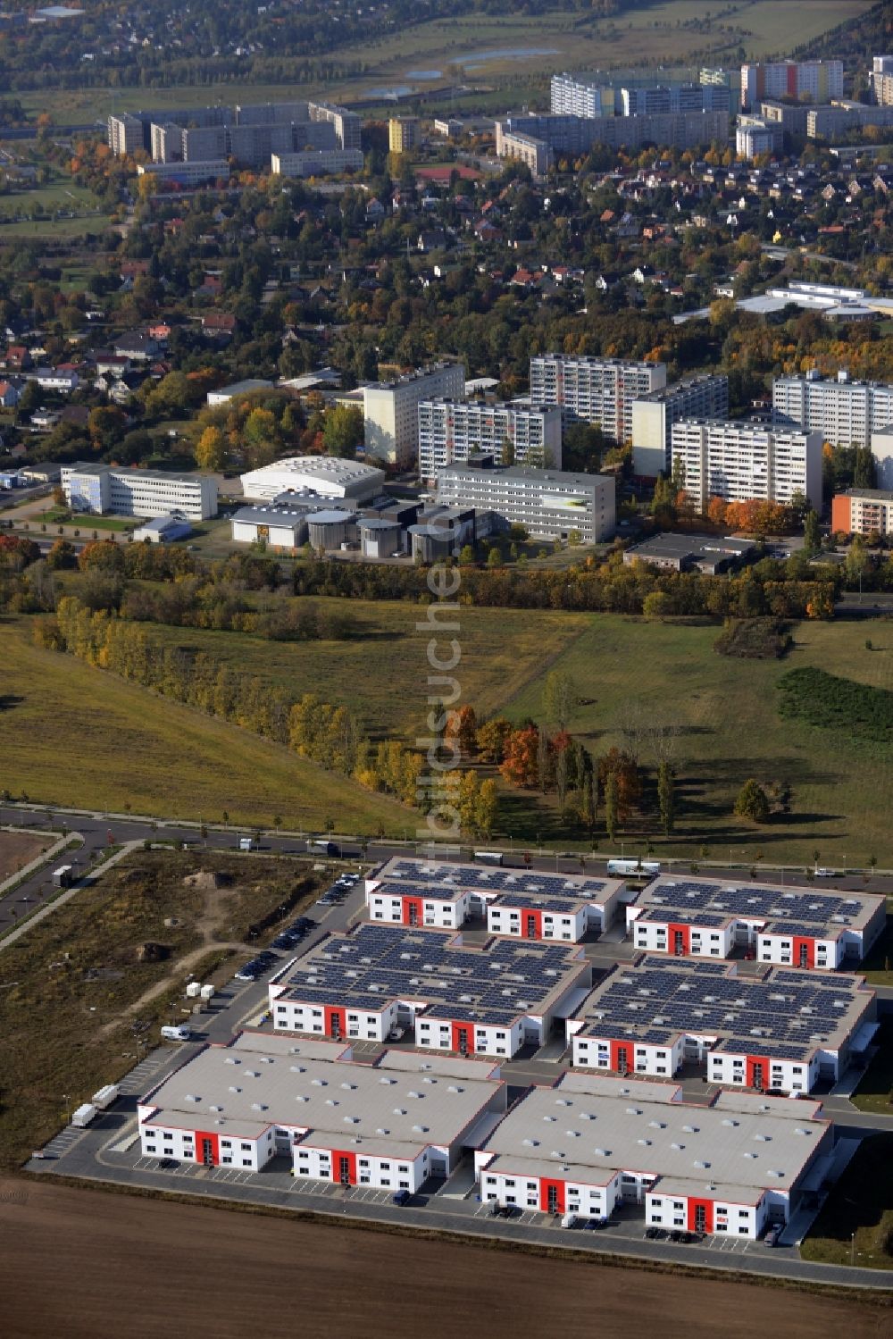 Berlin von oben - Gewerbegebiet und Firmenansiedlung Business Park Berlin als Bestandteil des Flughafenkonzepts BER im Süden von Berlin