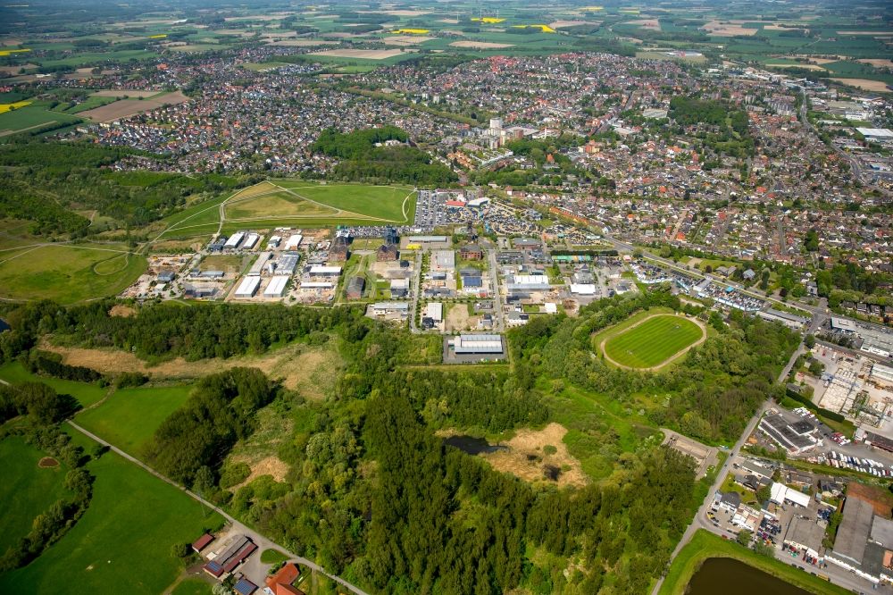 Hamm von oben - Gewerbegebiet An den Fördertürmen in Hamm im Bundesland Nordrhein-Westfalen