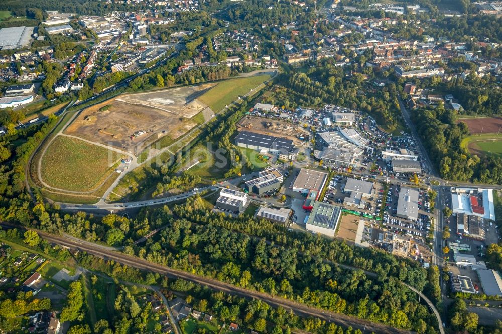 Bochum von oben - Gewerbegebiet an der Gahlenschen Straße/Ecke Porschestraße in Bochum im Bundesland Nordrhein-Westfalen, Deutschland