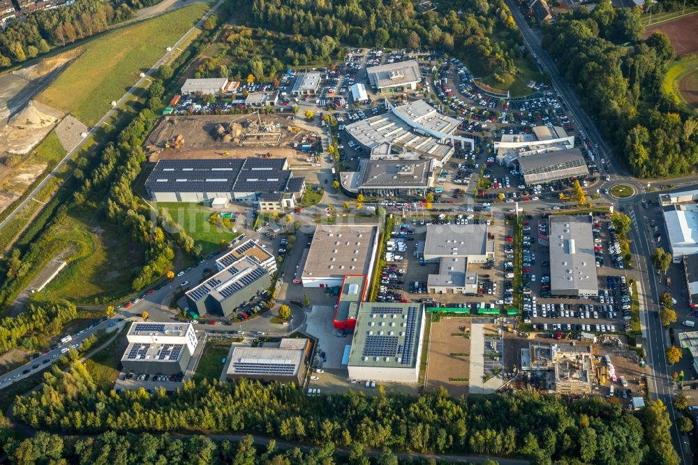 Bochum aus der Vogelperspektive: Gewerbegebiet an der Gahlenschen Straße/Ecke Porschestraße in Bochum im Bundesland Nordrhein-Westfalen, Deutschland