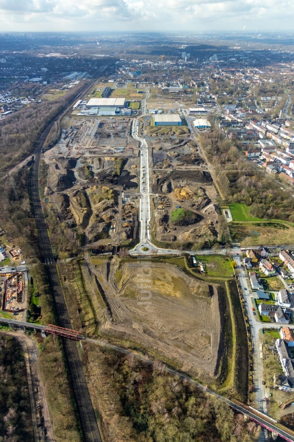 Gelsenkirchen von oben - Gewerbegebiet Gewerbefläche Schalker Verein in Gelsenkirchen-Mitte in Gelsenkirchen im Bundesland Nordrhein-Westfalen