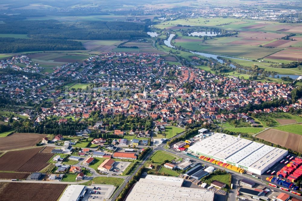 Luftaufnahme Knetzgau - Gewerbegebiet Gewerbegebiet An der Siechkapelle in Knetzgau im Bundesland Bayern, Deutschland