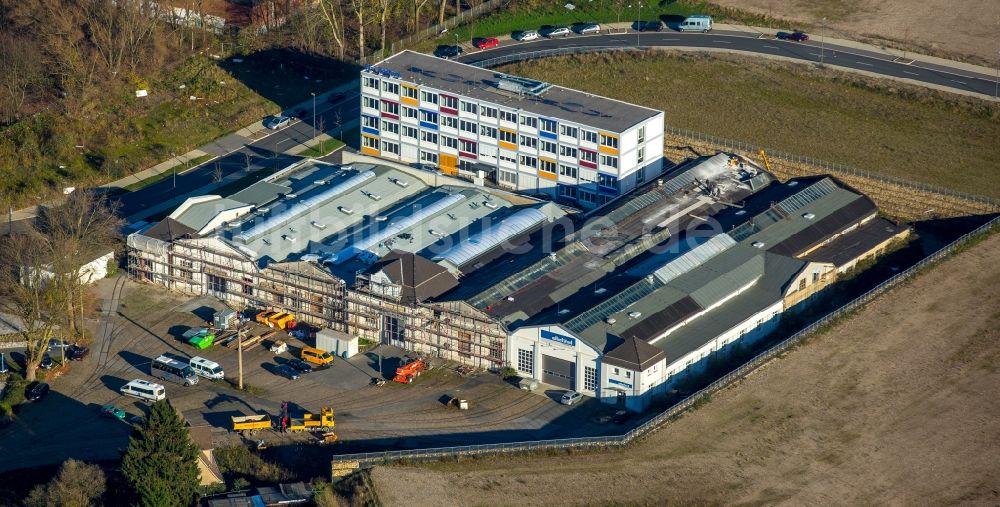 Bochum aus der Vogelperspektive: Gewerbegebiet- Gewerbepark Gerthe-Süd im Punges Feld in Bochum im Bundesland Nordrhein-Westfalen