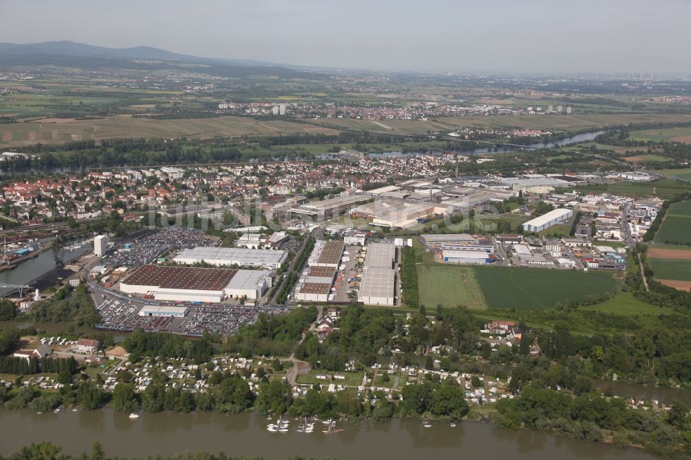 Ginsheim-Gustavsburg aus der Vogelperspektive: Gewerbegebiet in Ginsheim-Gustavsburg im Bundesland Hessen